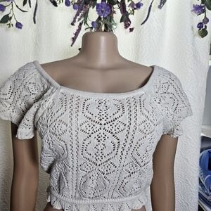 Freshman Cream Ruffled Crop Blouse